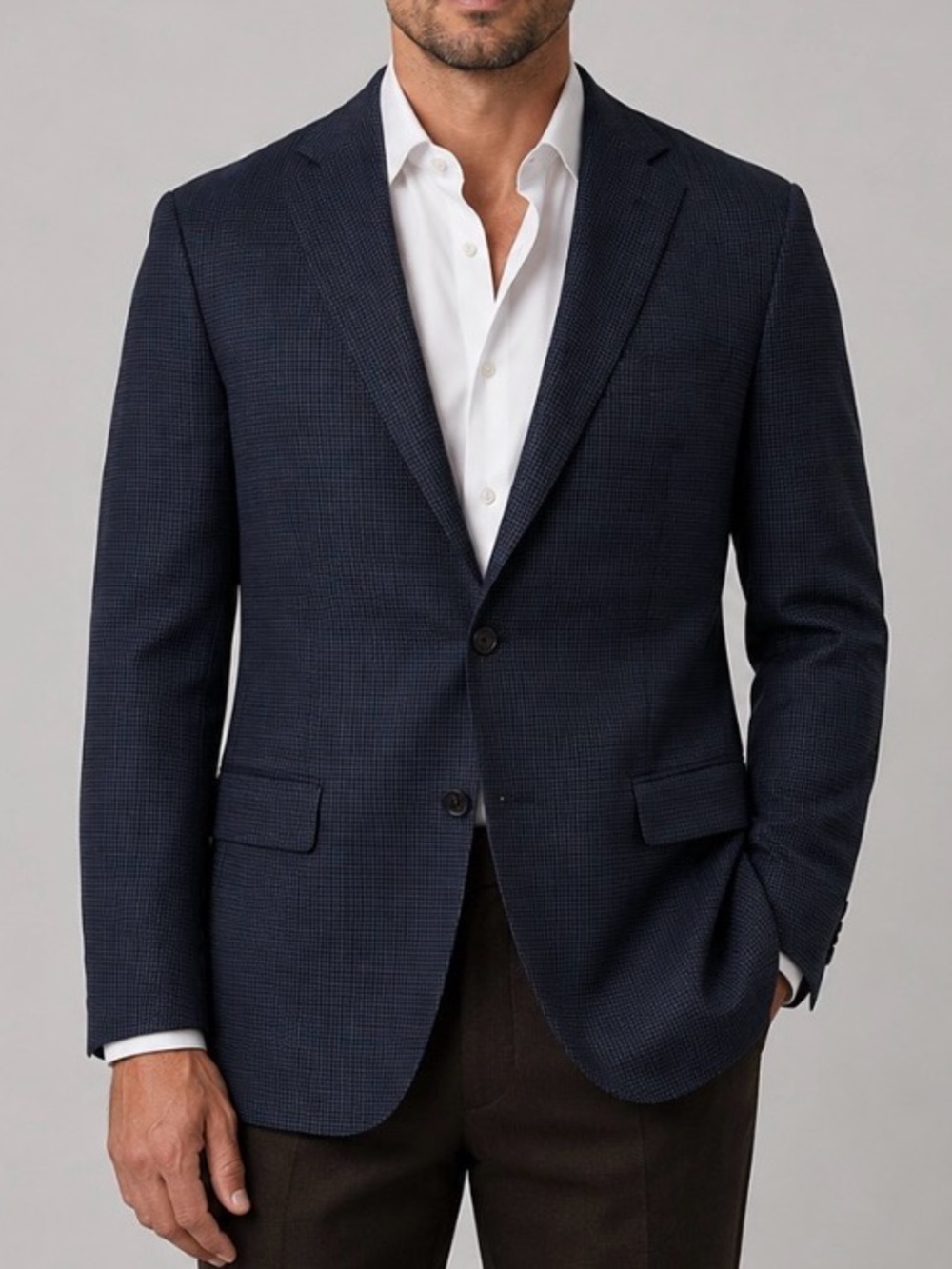 Brooks Brothers Wool Blazer Men 42R Madison Fit Reda Smooth Woven Navy Blue